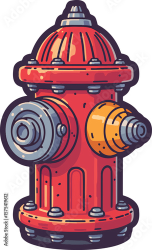 Fire hydrant colorful illustration isolated on transparent background