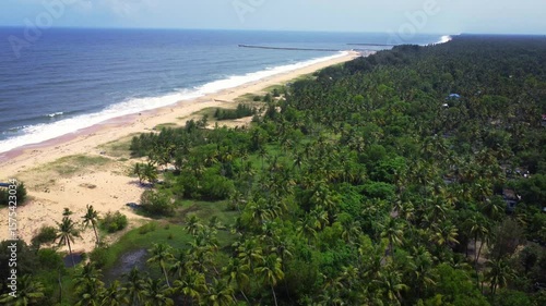 Wallpaper Mural Aerial 4K drone view of the stunning coastline of Alappuzha (Alleppey), Kerala, India — showcasing the tranquil Arabian Sea, golden sandy beach, and lush greenery of this tropical paradise. Torontodigital.ca