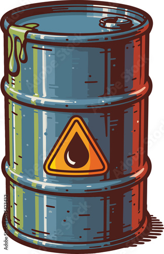 Metal oil barrel colorful illustration isolated on transparent background