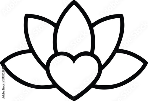 Beautiful Lotus Flower with Heart Center, Line Art Design, Simple Minimalist Illustration, Perfect for Yoga, Meditation, Wellness, and Love...