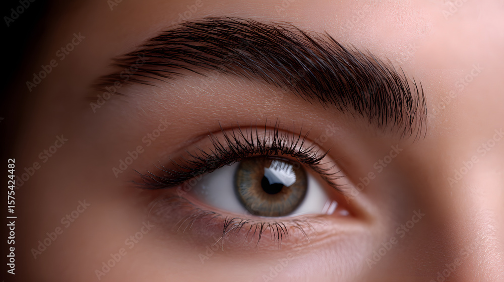 Obraz premium Gaze of Wonder: A captivating, close-up view of an eye, exuding introspection and subtle allure. Detailed shot reveals the gentle curvature of the eyebrow.