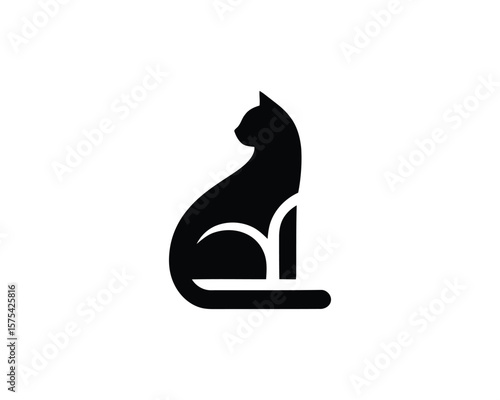 Elegant feline silhouette sleek vector design for minimalist branding