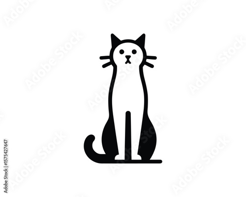 Elegant feline icon minimalist cat silhouette vector illustration