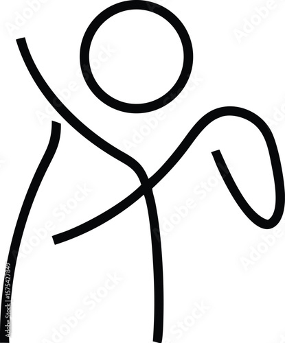 Simple Line Drawing of a Happy Person, Joyful Minimalist Stick Figure Illustration, Positive Energy and Upbeat Mood Concept