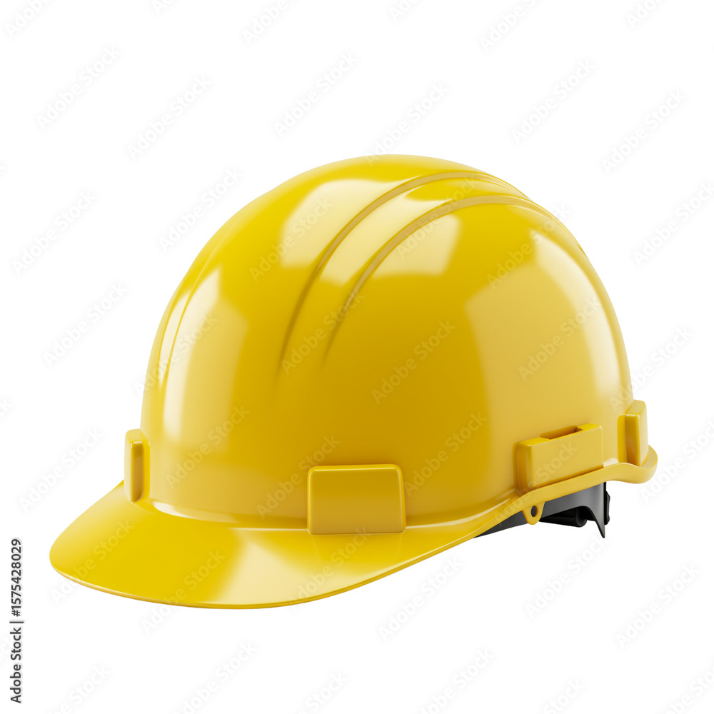 Fototapeta premium Durable yellow construction helmet with textured surface, isolated