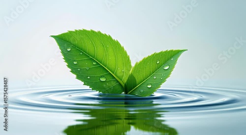 Green leaves on water