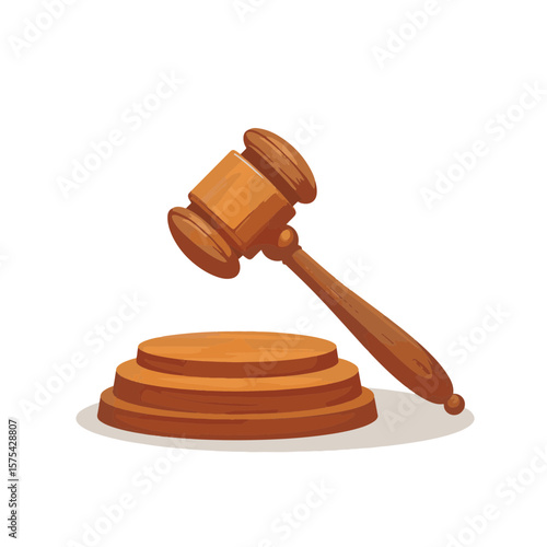 Classic judge's gavel on wooden bench, legal authority