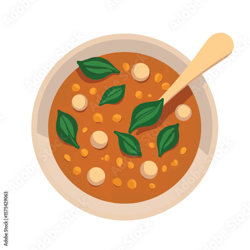 Bowl of lentil and spinach stew, nutritious comfort food