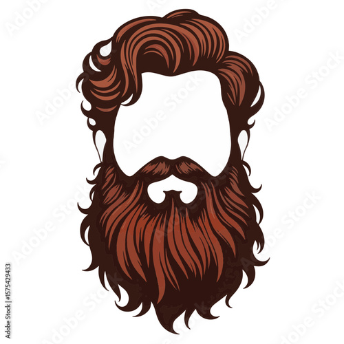 Intricate curly beard illustration on a simple background, creative design