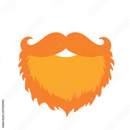 Whimsical orange handlebar beard design, minimalistic illustration