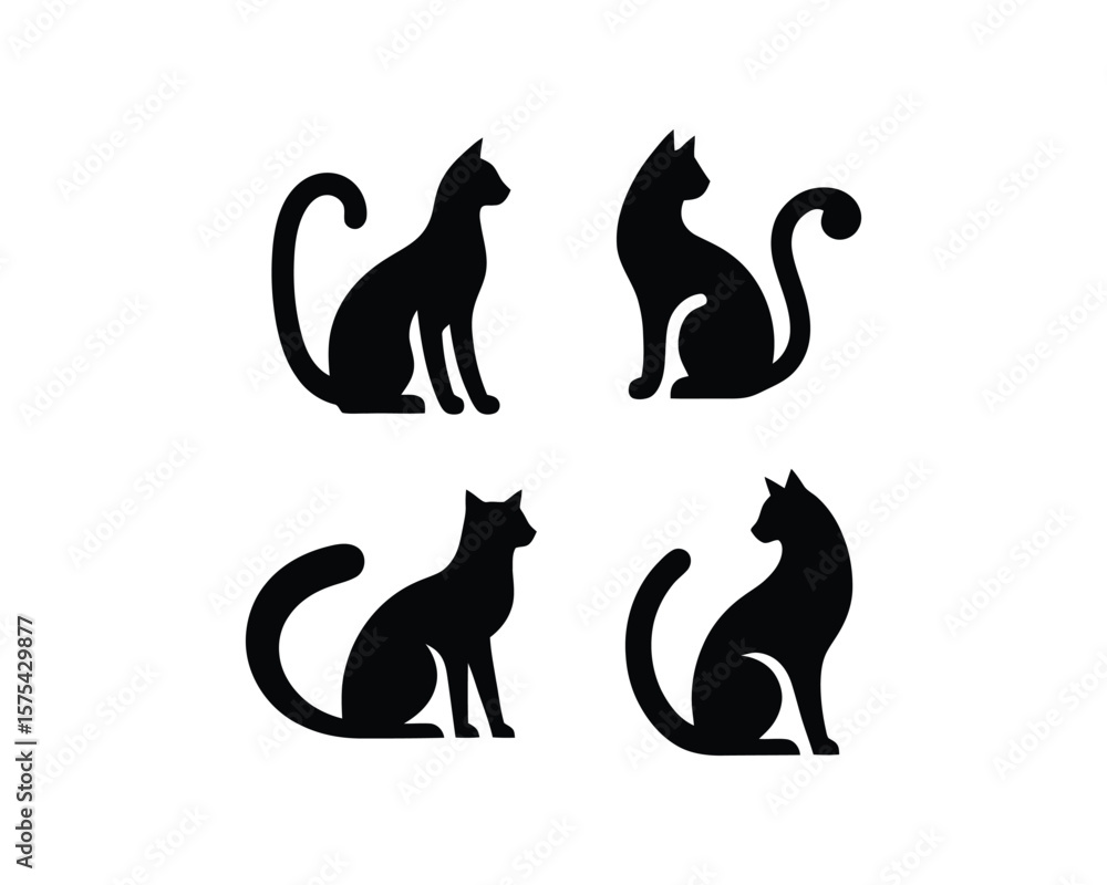 Fototapeta premium Bold Feline silhouette collection elegant cat vector graphics