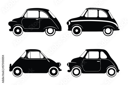 Classic Car Silhouettes: Elegant silhouettes of classic cars, perfect for design, and evokes a sense of nostalgia and appreciation for automotive design.