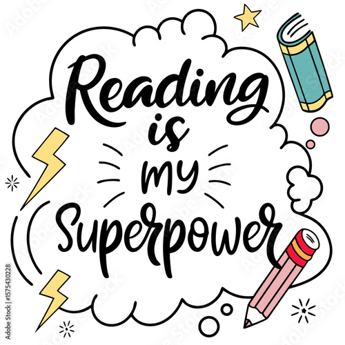 Celebrating National Book Lovers Day Playful Comic Style Banner for Reading Is My Superpower banner advertisement featuring comic style design