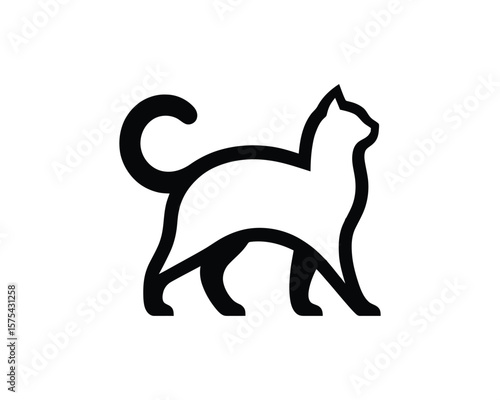 Elegant silhouette of a feline companion minimalist vector artwork