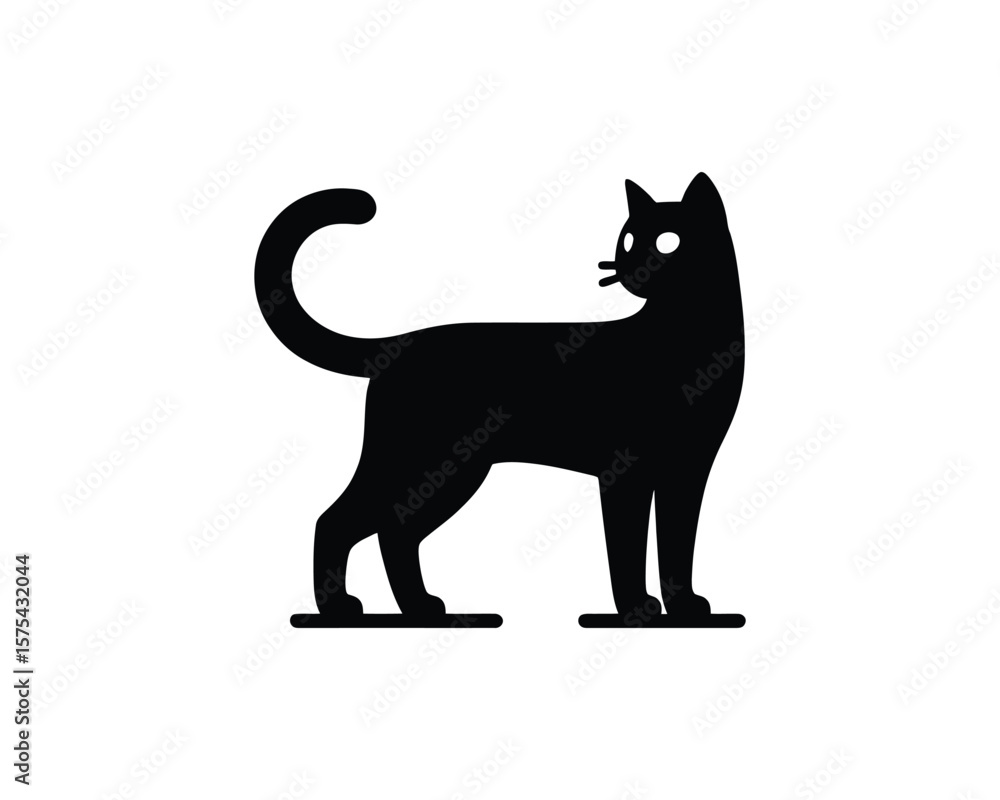 Minimalist black cat silhouette vector design Minimalist black cat silhouette vector design