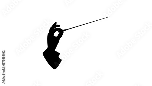 Music Conductor hand symbol, black isolated silhouette