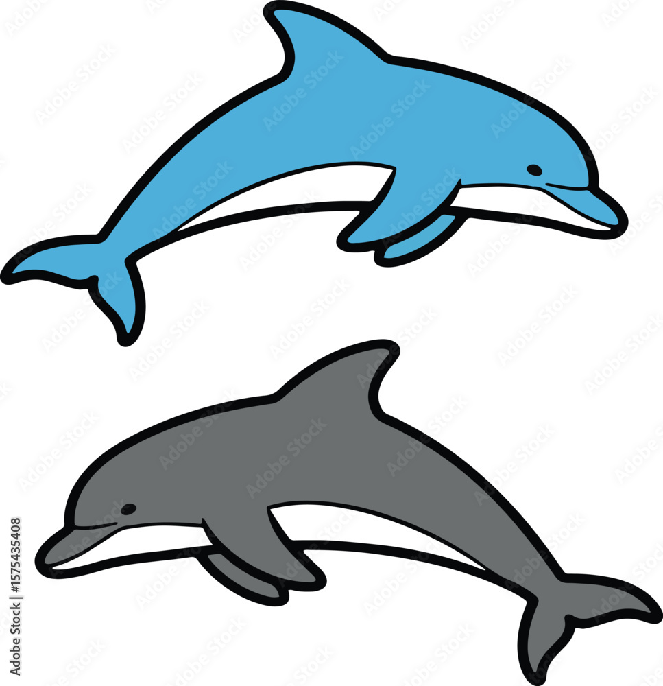 Obraz premium Cute Dolphine Vector – Bold Cartoon Style