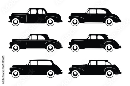 Vintage Car Silhouettes: A collection of classic car silhouettes, each exuding timeless elegance and showcasing the iconic designs of a bygone era.
