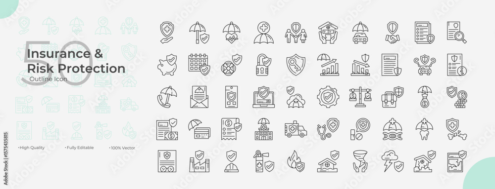 Insurance And Risk Protection Line Editable Icons set. Vector illustration in modern thin line style of Insurance And Risk Protection icons: insurance, risk, protection, etc Insurance And Risk Protection Line Editable Icons set. Vector illustration in modern thin line style of Insurance And Risk Protection icons: insurance, risk, protection, etc