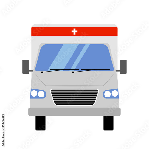 真正面から見た救急車のイラスト