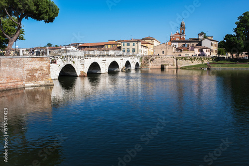 Bridge of Tiberius, called the Bridge of Augustus, Roman bridge over river Marecchia in Rimini in Italy