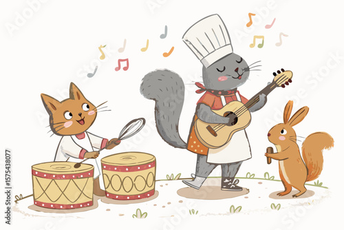 Exceptional Animal Bakers Forming Band with Whisks Spatula - Clean and Minimalist Visual Story Ideal