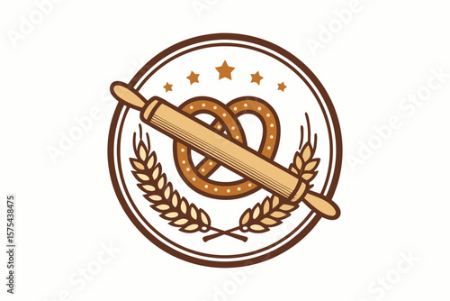 Gorgeous Bakery with Pretzel Rolling Pin - Vibrant and Dynamic Visual Story Excellent for Print Medi