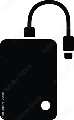 Silhouette hard drive external backup data Vector illustration
