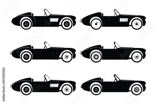 Classic Car Silhouette: A collection of stylish, silhouette classic cars, exuding timeless elegance and hinting at journeys of freedom and adventure.