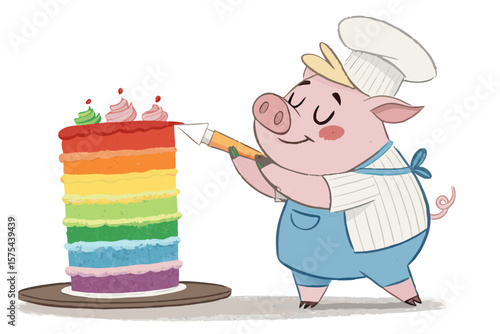 Exquisite Character Baker Pig Frosting Tall - Rich and Luxurious Visual Story Perfect for Corporate 