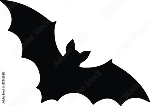 Silhouette halloween bat flying spooky nocturnal animal symbol Vector illustration