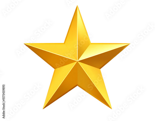 Golden star cut out. Realistic gold star on transparent background  