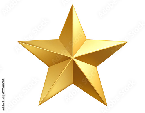 Golden star cut out. Realistic gold star on transparent background