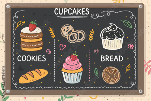 Stunning Bakery Chalkboard Menu with - Cozy and Intimate Visual Story Ideal for Marketing Projects