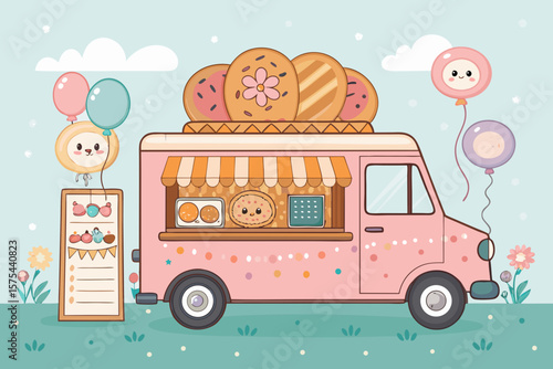 Wonderful Cute Bakery Vehicle Food Truck Selling Bread and - Energetic and Lively Visual Story Great