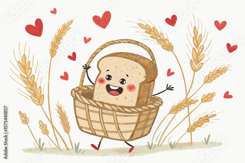 Stunning Cute Bread Character Waving From Basket Surrou - Mysterious and Intriguing Visual Story Per