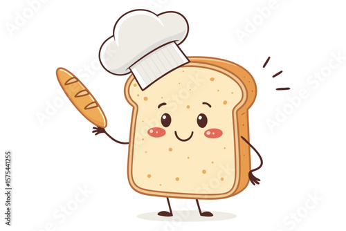 Wonderful Cute Happy Bread Slice Wearing Chef - Bold and Striking Visual Story Great for Content Cre