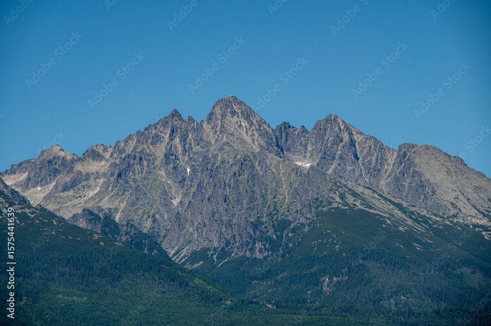 Fototapeta premium Lomnicky Peak in the High Tatras, Slovakia. Lomnicky stit is one of the highest and most visited mountain peaks in the High Tatras mountains of Slovakia.