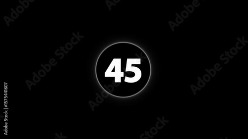 countdown from 90 to 0 with neon Infographic circle progress animation. Loading number counting up to down progress. 90 to 0 Number Counting on black screen. start, install, download, loader, timer.