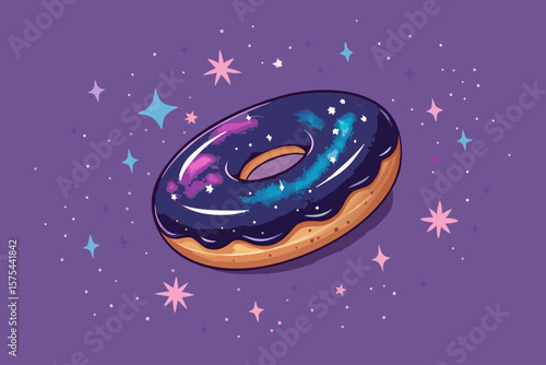 Marvelous Donut with Galaxy Glaze and Stars Floating - Cozy and Intimate Visual Story Perfect for Co