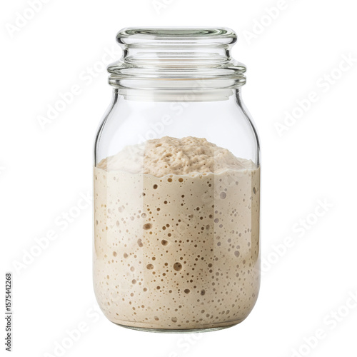 Foto Active sourdough starter in a glass jar