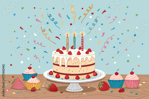 Splendid Birthday Cake Explosion Fro - Bright and Cheerful Visual Story Ideal for Marketing Projects