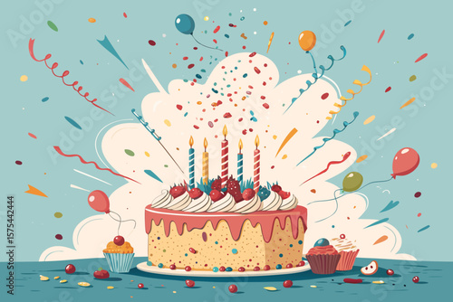 Captivating Birthday Cake Explosion Fro - Energetic and Lively Visual Story Ideal for Branding Proje