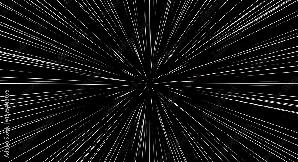 Obraz premium Dynamic White Line Starburst Pattern on Black Background for Futuristic Design