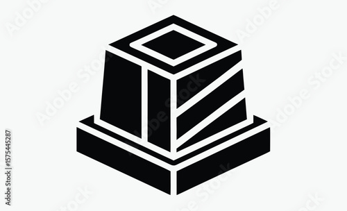 Concrete cinder block icon, concrete wall symbol, construction element vector, transparent vector isolated 