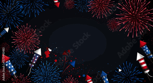 Festive fourth of july background with fireworks and copy space, perfect for designs