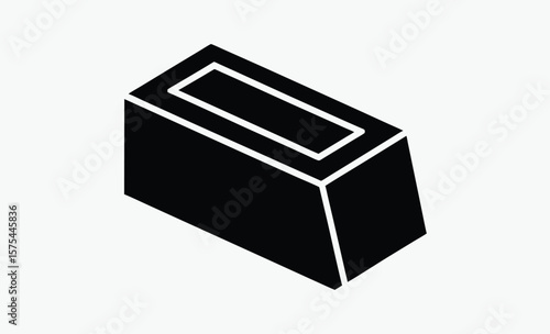 Concrete cinder block icon, concrete wall symbol, construction element vector, transparent vector isolated 