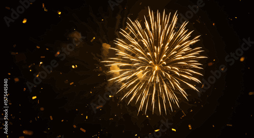 Spectacular golden fireworks explosion illuminating the night sky with brilliance