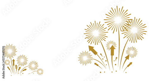 Elegant golden fireworks display design with celebratory flair and decorative motifs