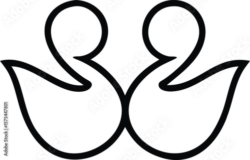 Elegant Abstract Swans Logo Design, Minimalist Black and White Line Art, Perfect for Branding and Identity, Simple yet Sophisticated...